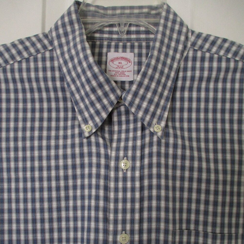 Brooks Brothers 346 Mens L/S Blue Cotton Button Down Dress Shirt- 17/35-36 or XL